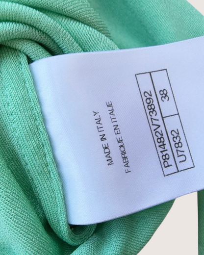 Chanel 26M Coco Beach Cowl-Neck Halter Maxi Dress Green FR 38