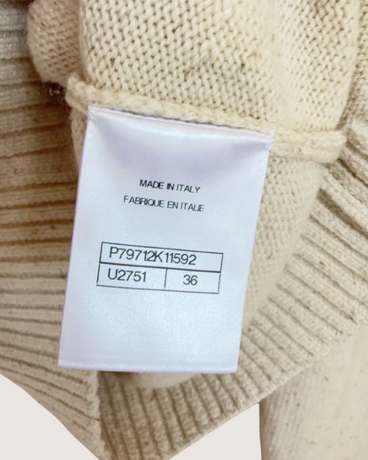 Chanel 25N Coco Neige Cashmere Deer Cardigan Beige/Ecru, Brown FR 36