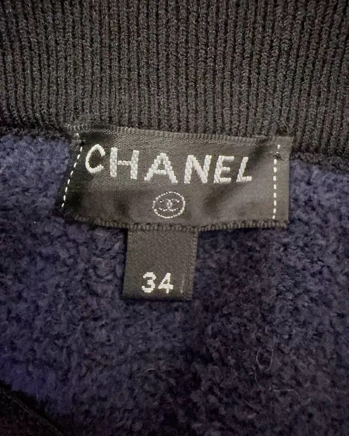 Chanel Bouclé CC Mini Skirt Navy, Black, Gold FR 34