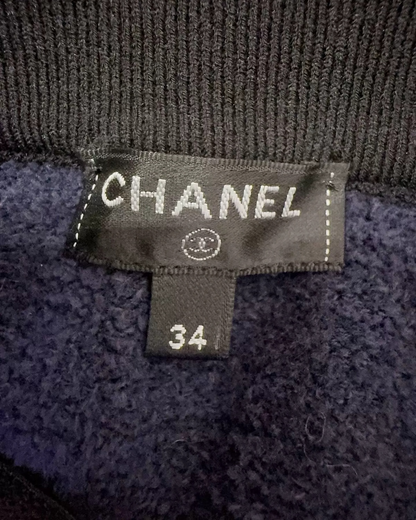 Chanel Bouclé CC Mini Skirt Navy, Black, Gold FR 34