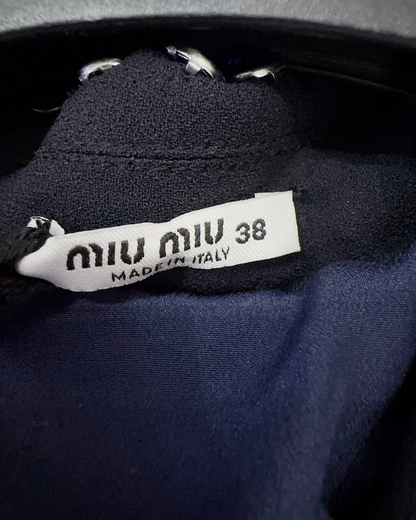 Miu Miu Crystal-Embellished Mini Dress Blue, Silver FR 34