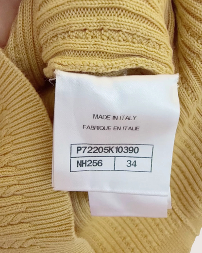 Chanel 22P Cable Button-Front Tank Top Yellow FR 34