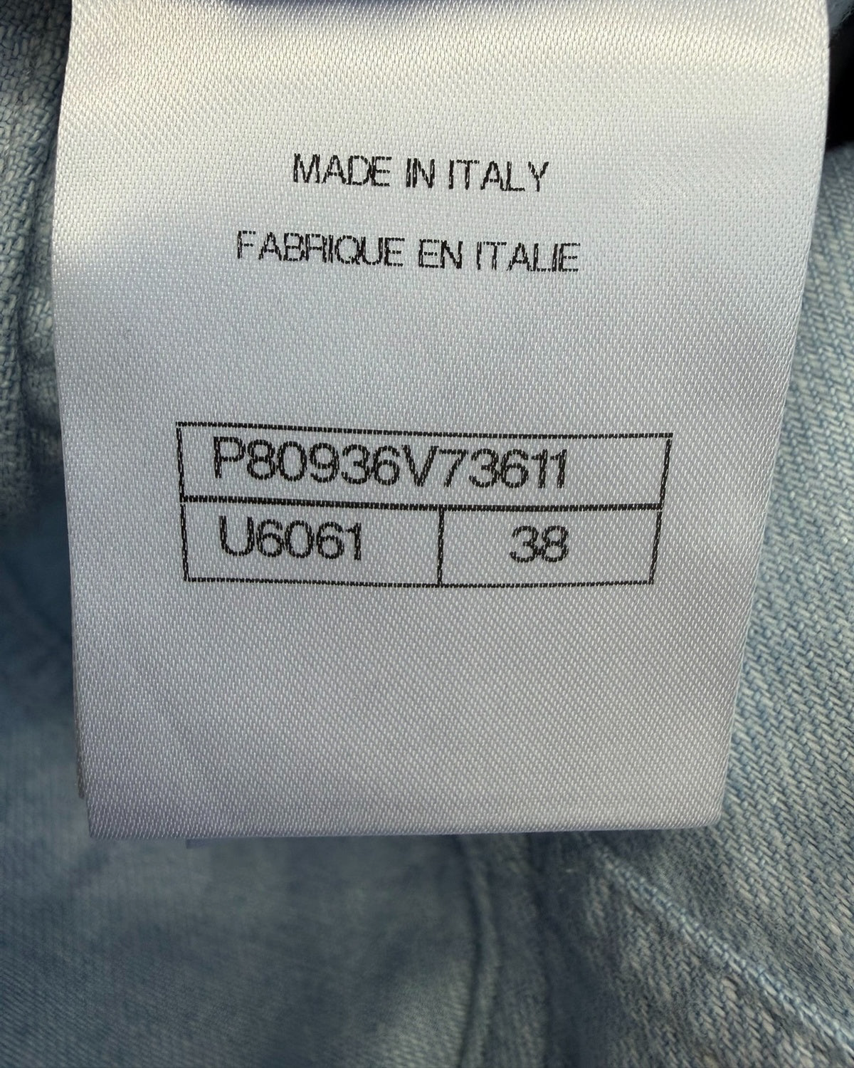Chanel 26C Striped Wide-Leg Denim Jeans Blue, White FR 38