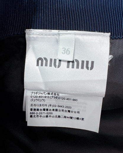 Miu Miu Wool Logo-Patch Mini Skirt Navy IT 36
