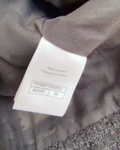 Chanel 23P Plaid Tweed Jacket Black, White, Grey FR 38