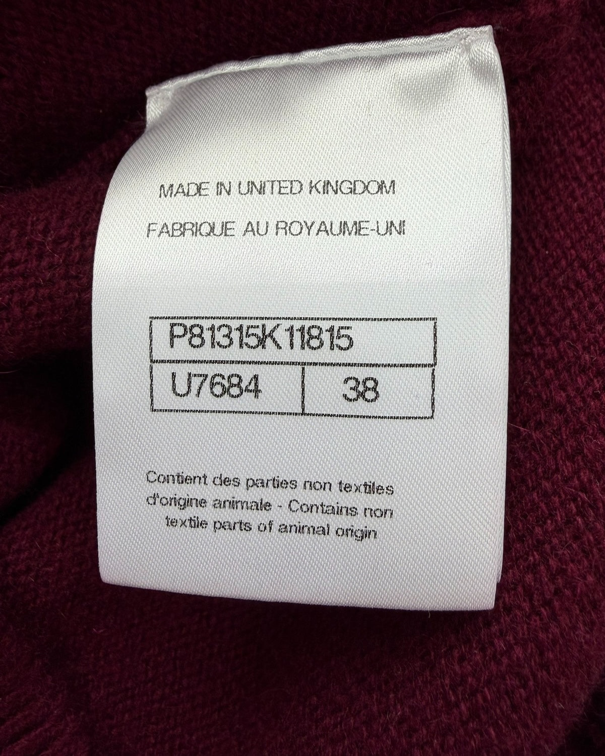 Chanel 26P Cashmere CC Sweater Burgundy, Beige/Ecru FR 38