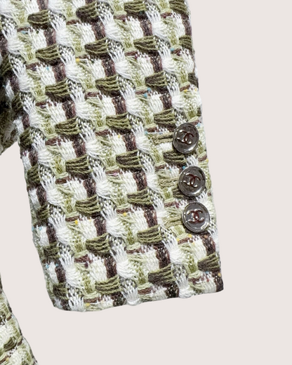 Chanel 23A Tweed Jacket Beige/Ecru, Green, Brown, Multicolor FR 34