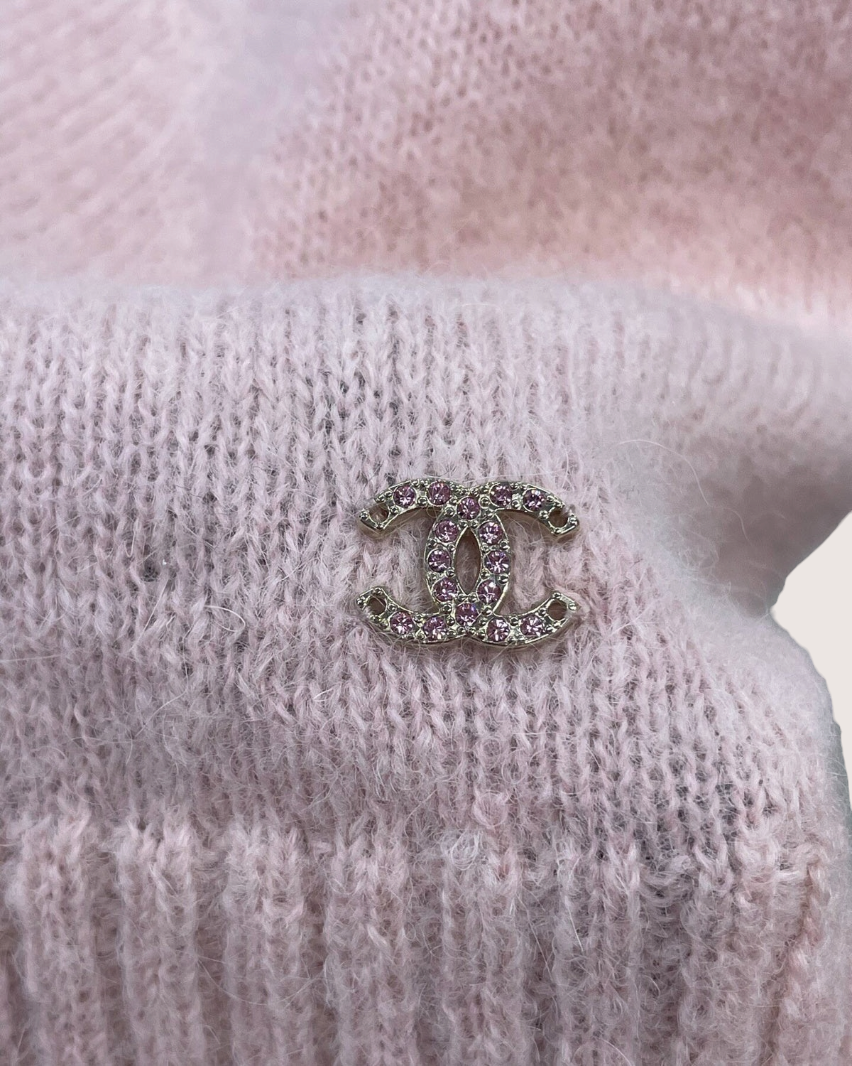 Chanel 25B Wool Crochet Strappy Top Pink, Beige/Ecru FR 34