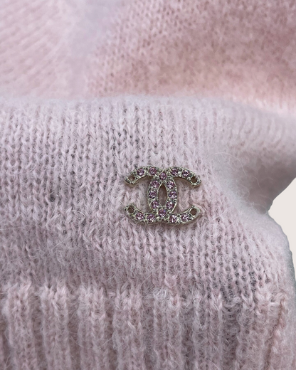 Chanel 25B Wool Crochet Strappy Top Pink, Beige/Ecru FR 34