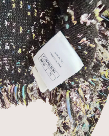 Chanel 22P Fringed Cardigan Black, White, Multicolor FR 36