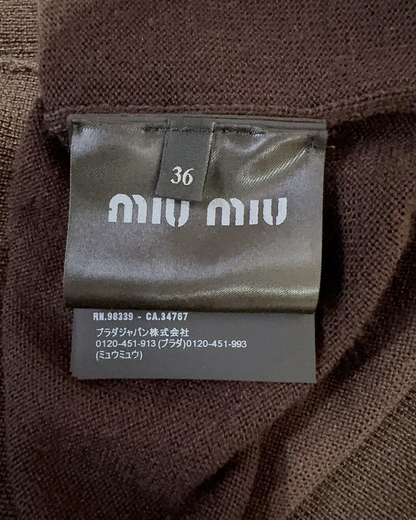 Miu Miu Wool Polo Sweater Brown FR 36