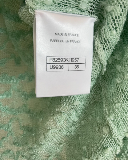 Chanel 26A Bouclé Cardigan Green FR 36