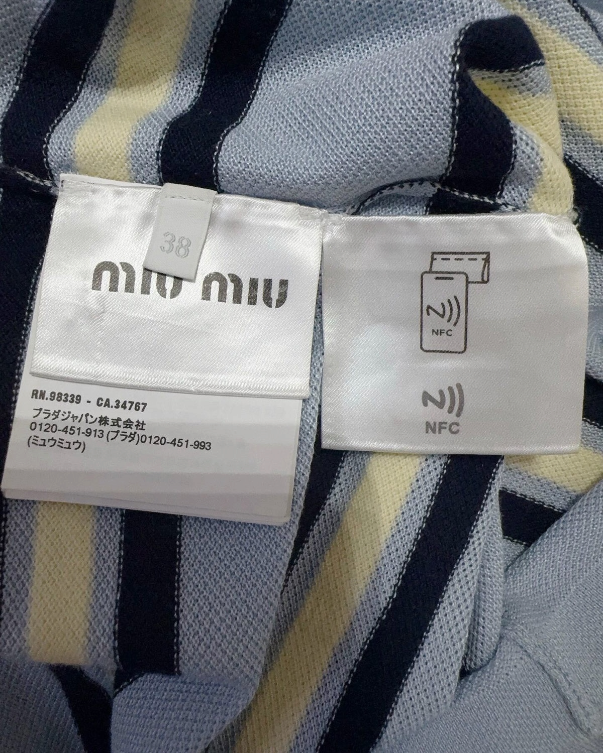 Miu Miu Striped Polo Top Blue, Navy, Yellow FR 38