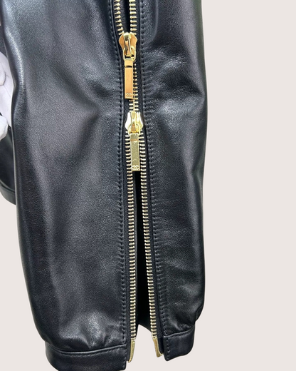 Chanel 26P Hooded Leather Jacket Black FR 34