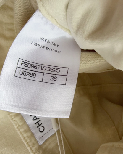 Chanel 26C Denim Wide-Leg Jeans Beige/Ecru FR 36