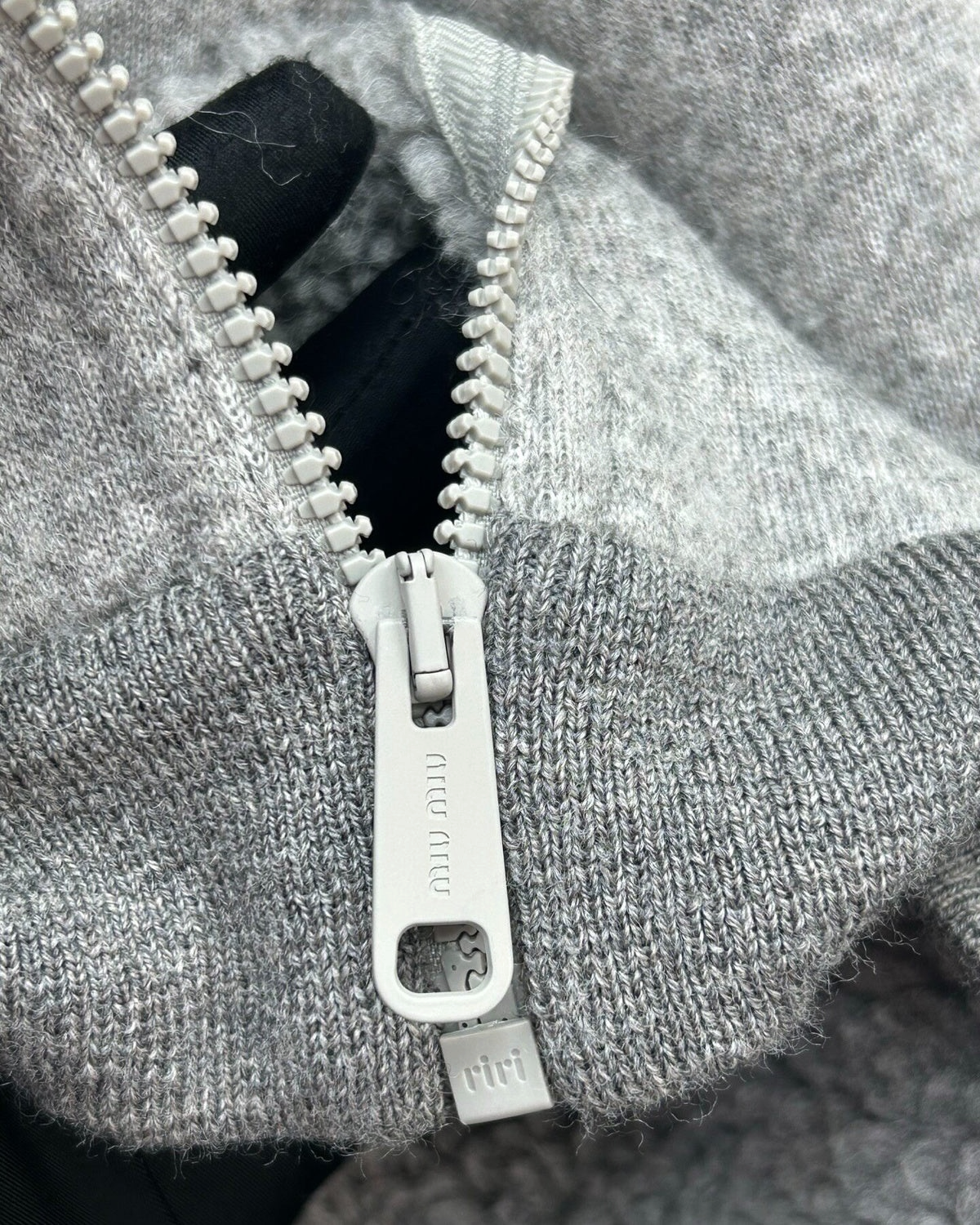 Miu Miu Wool Fleece-Lined Hooded Jacket Grey IT 38