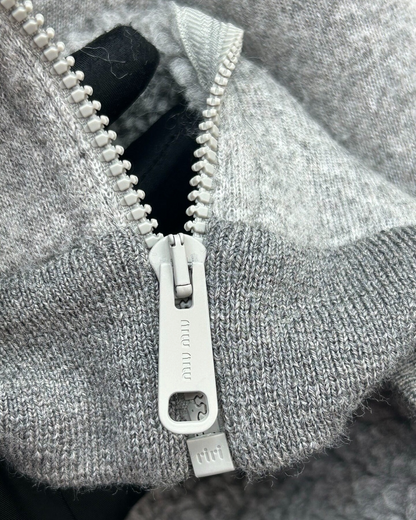 Miu Miu Wool Fleece-Lined Hooded Jacket Grey IT 38