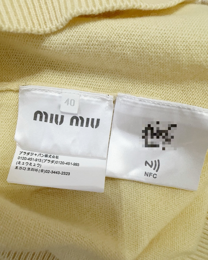Miu Miu Cashmere Two-Tone Cardigan Yellow, Beige/Ecru FR 40