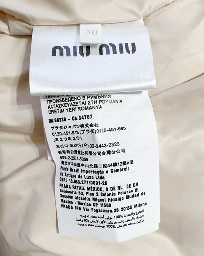 Miu Miu Cropped Quilted Logo Jacket Beige/Ecru FR 34