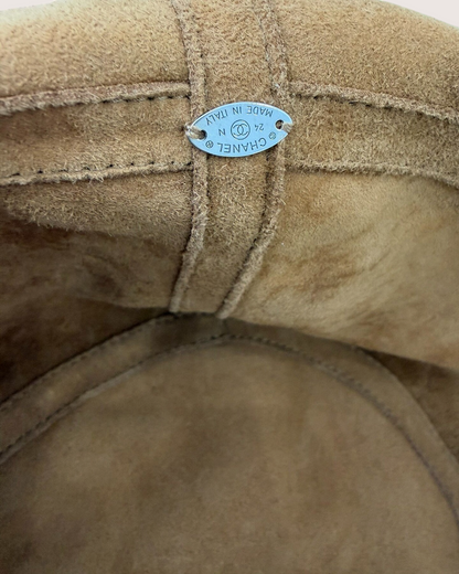 Chanel 24N Shearling Logo Hat Brown One Size