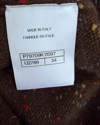 Chanel 25N Coco Neige Bow Cashmere Vest Brown, Multicolor FR 34