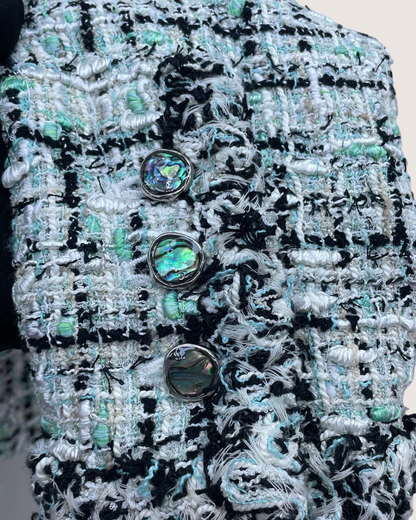 Chanel 26S Tweed Jacket White, Black, Multicolor FR 38