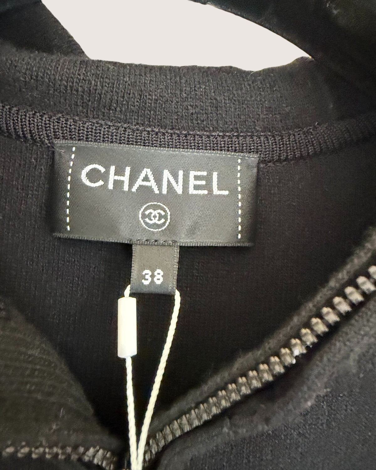 Chanel 25N Coco Neige Wool Hooded Zip-Up CC Jacket Black FR 38