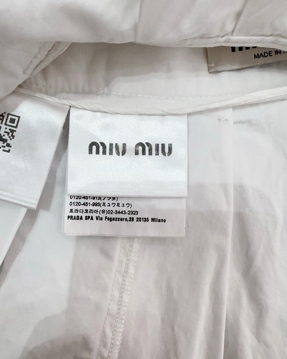 Miu Miu Pleated Logo Mini Skirt White FR 36