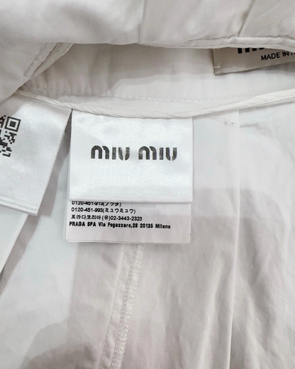 Miu Miu Pleated Logo Mini Skirt White FR 36