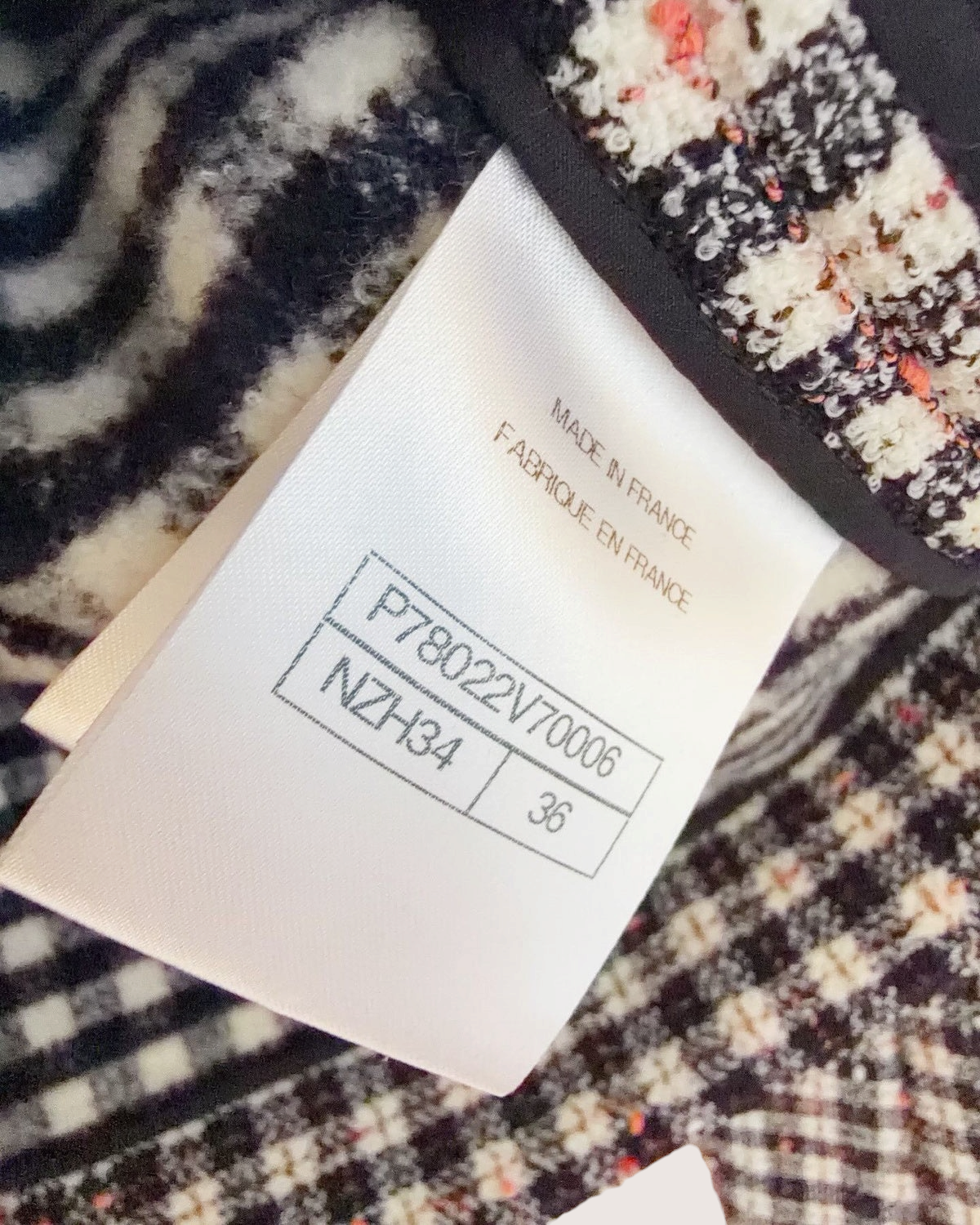 Chanel 24B Tweed Jacket Black, White, Pink FR 36