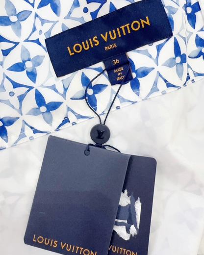 Louis Vuitton Monogram Hooded Zip-Up Jacket Blue, White FR 36