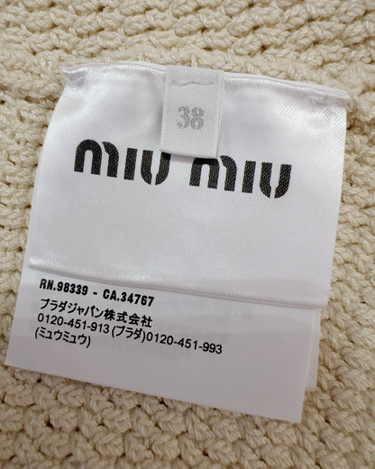 Miu Miu Cropped Logo Top Beige/Ecru, Navy, Burgundy IT 38