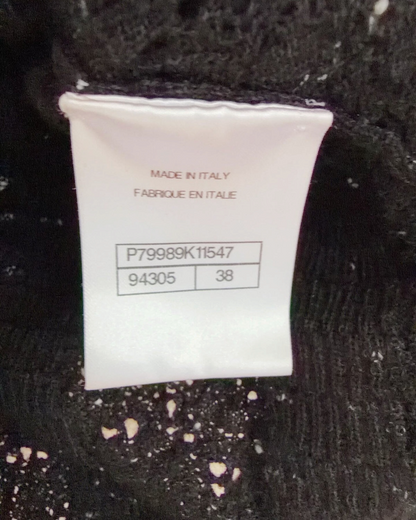 Chanel 25A Cashmere Openwork Cardigan Black, White FR 38
