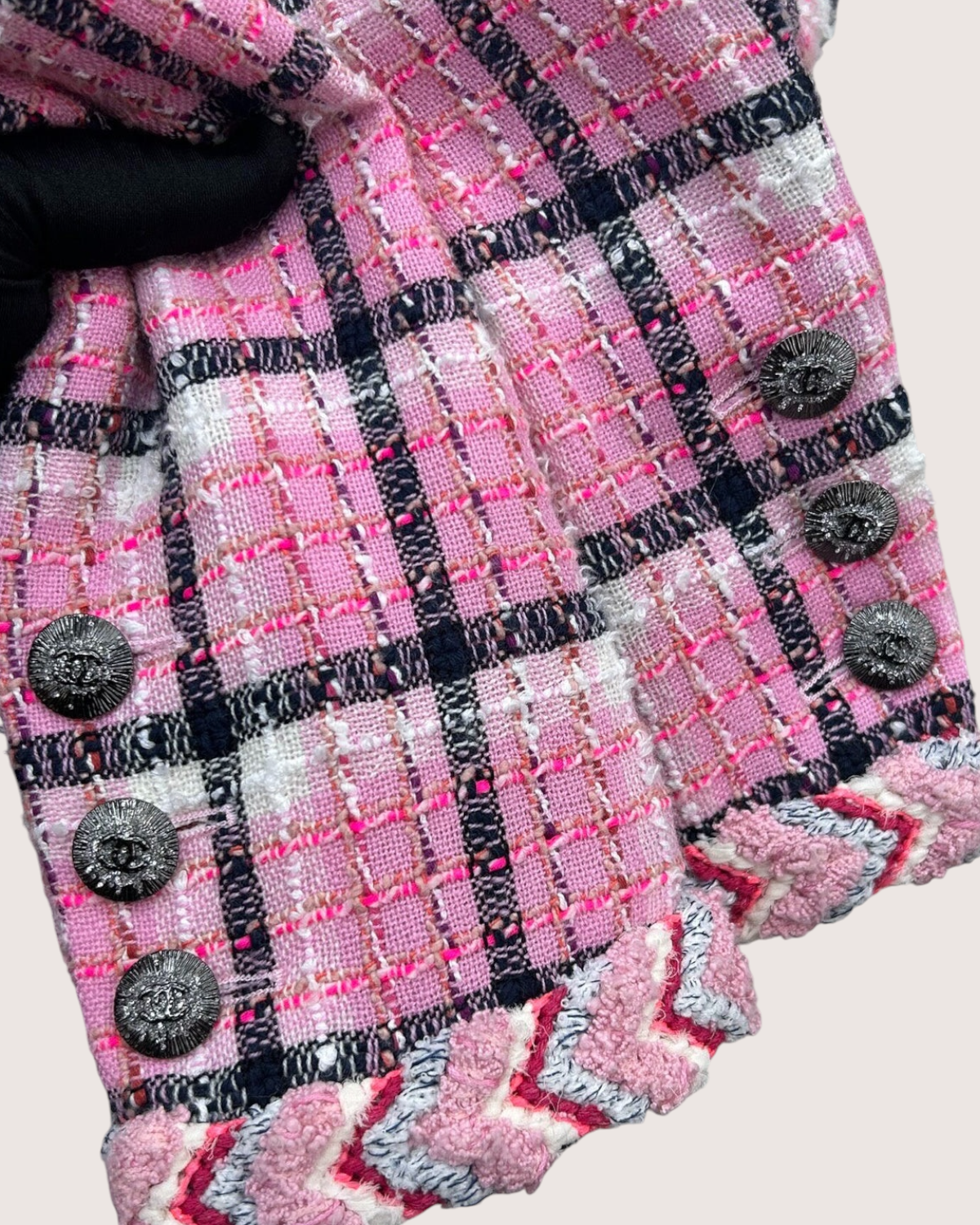 Chanel 24S Checked Tweed Jacket Pink, White, Black FR 34