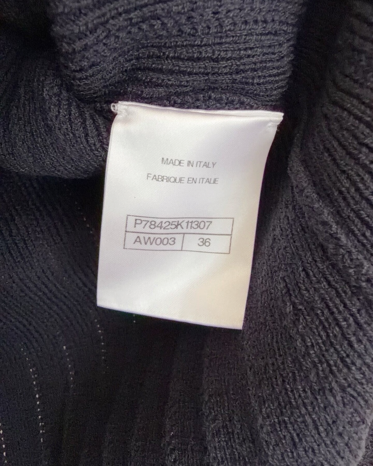 Chanel 24K Wool Zip-Up Sweater Navy FR 36