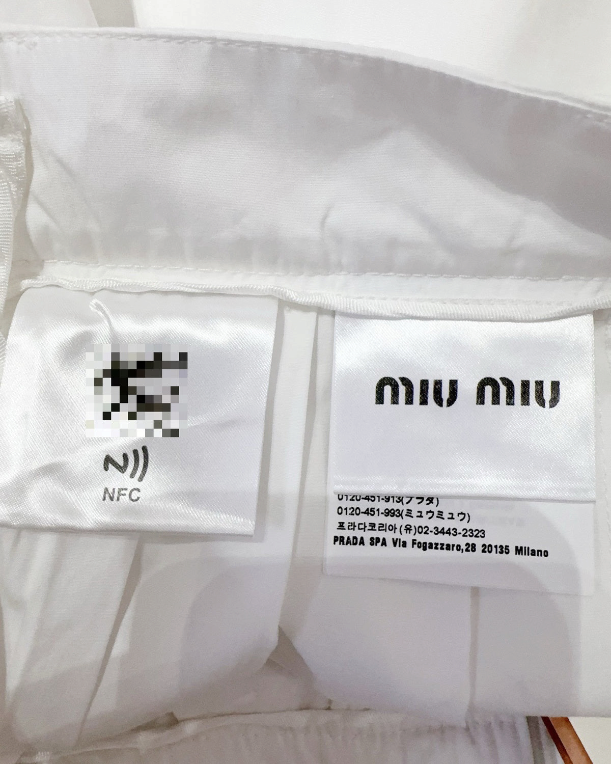 Miu Miu Embroidered Logo Pleated Mini Skirt White FR 36