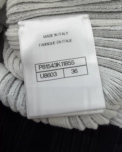 Chanel 26M Coco Beach Ribbed-Knit Short-Sleeve Top Black FR 36