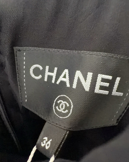 Chanel 23S Tweed Crystal-Trim Mini Dress Black FR 36