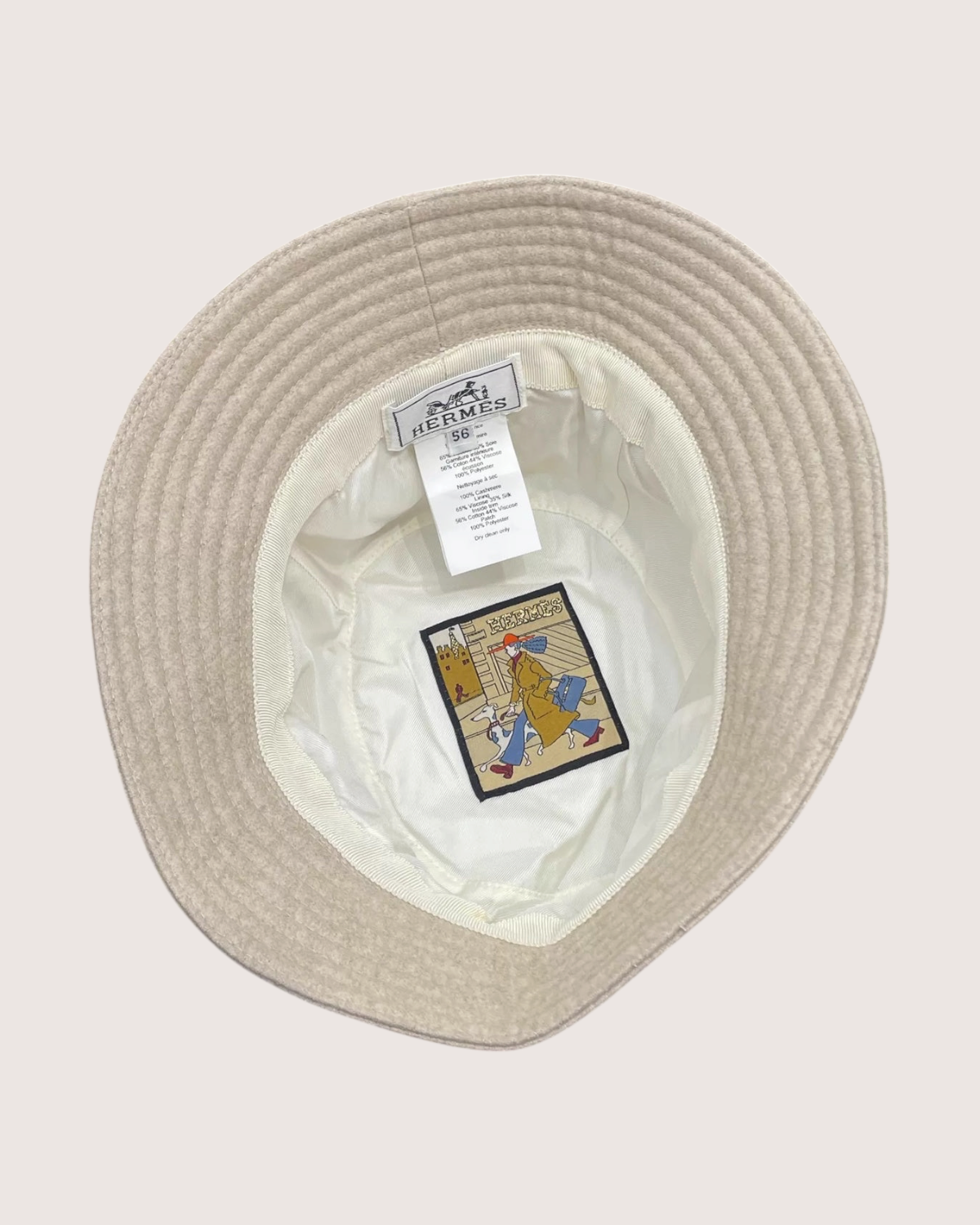 Hermès Cashmere Bucket Hat Beige/Ecru FR 36