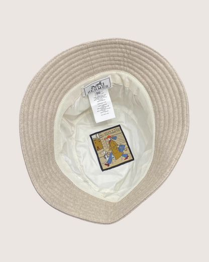 Hermès Cashmere Bucket Hat Beige/Ecru FR 36