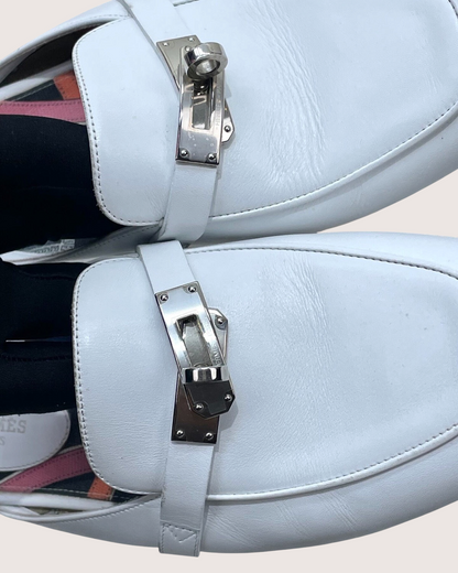 Hermès Oz Leather Mules White EU 38