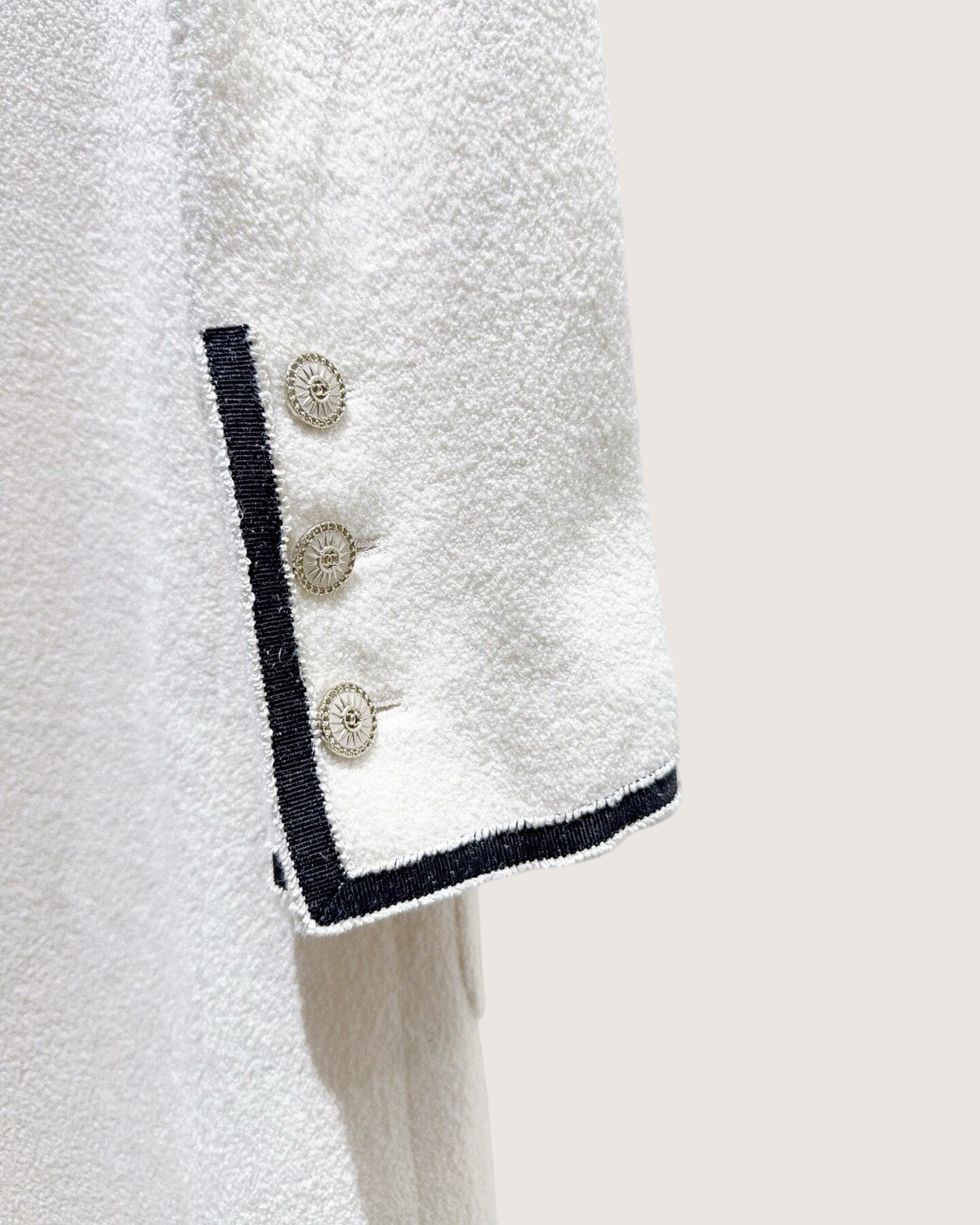 Chanel Tweed Coat Beige/Ecru, Black FR 38