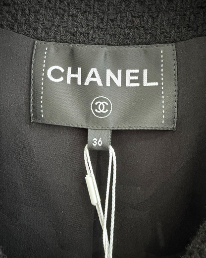 Chanel 24K Tweed Naval-Collar Jacket Black FR 36