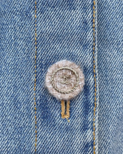 Chanel 24K Washed Denim Jacket Blue FR 34