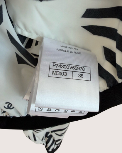 Chanel 23M Coco Beach Star-Stripe Cropped Jacket Black, White FR 36