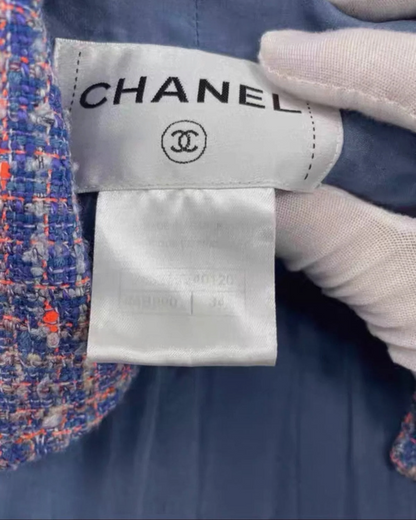 Chanel 16P Tweed Jacket Blue, Orange, Multicolor FR 34