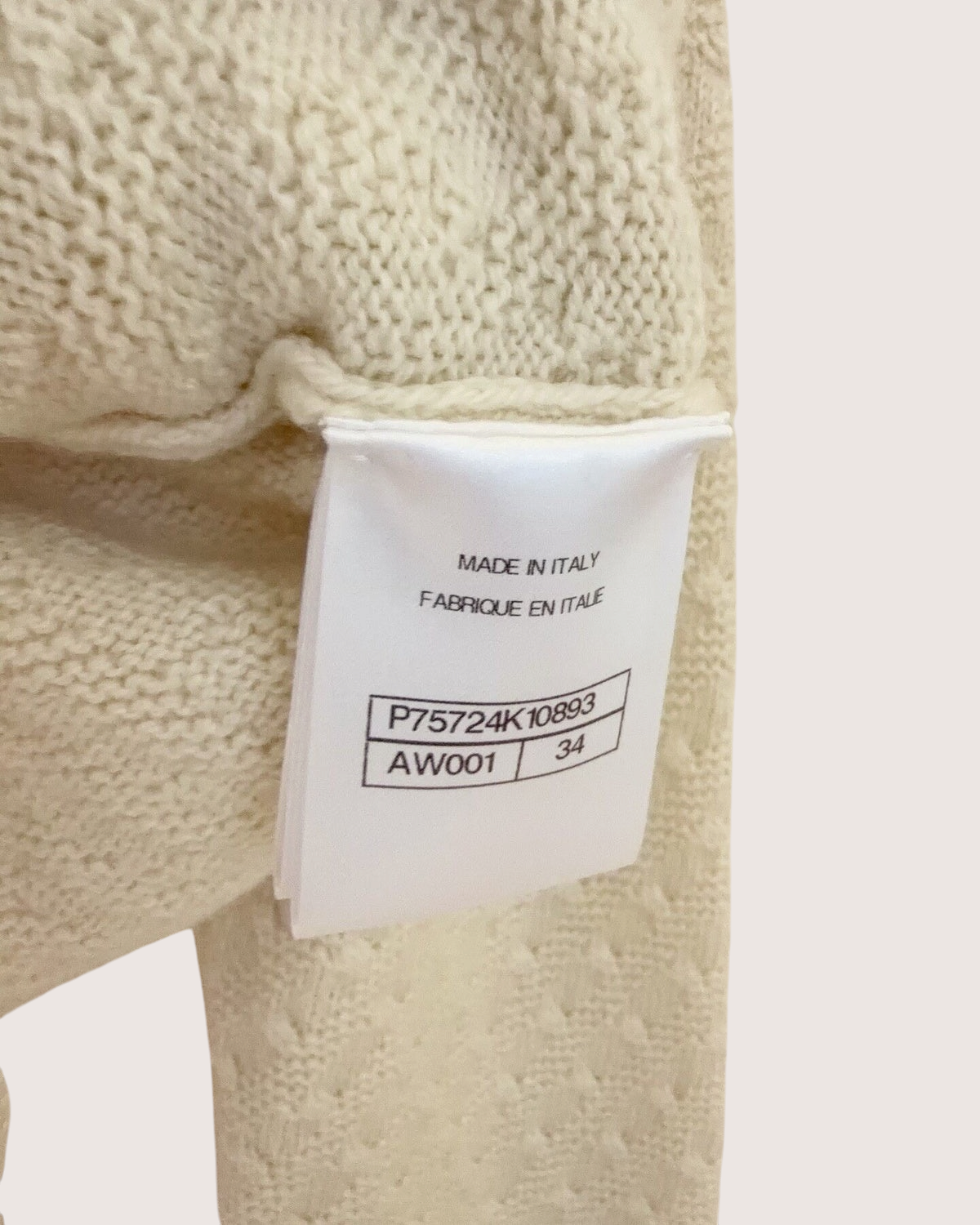 Chanel 23B Cashmere Chain-Trim Cardigan Beige/Ecru, Gold FR 34