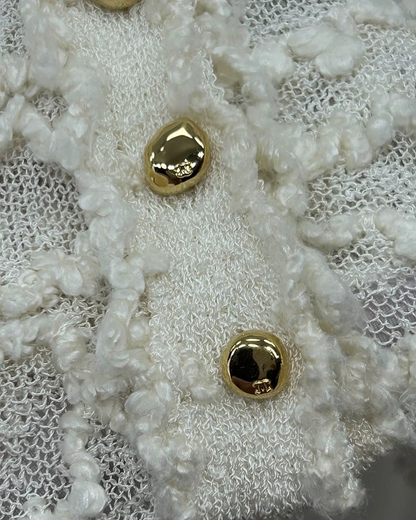 Chanel 26A Bouclé Mesh Cardigan White FR 34