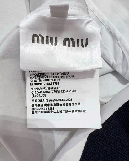 Miu Miu Cropped Zip-Up Jacket Navy, White FR 38