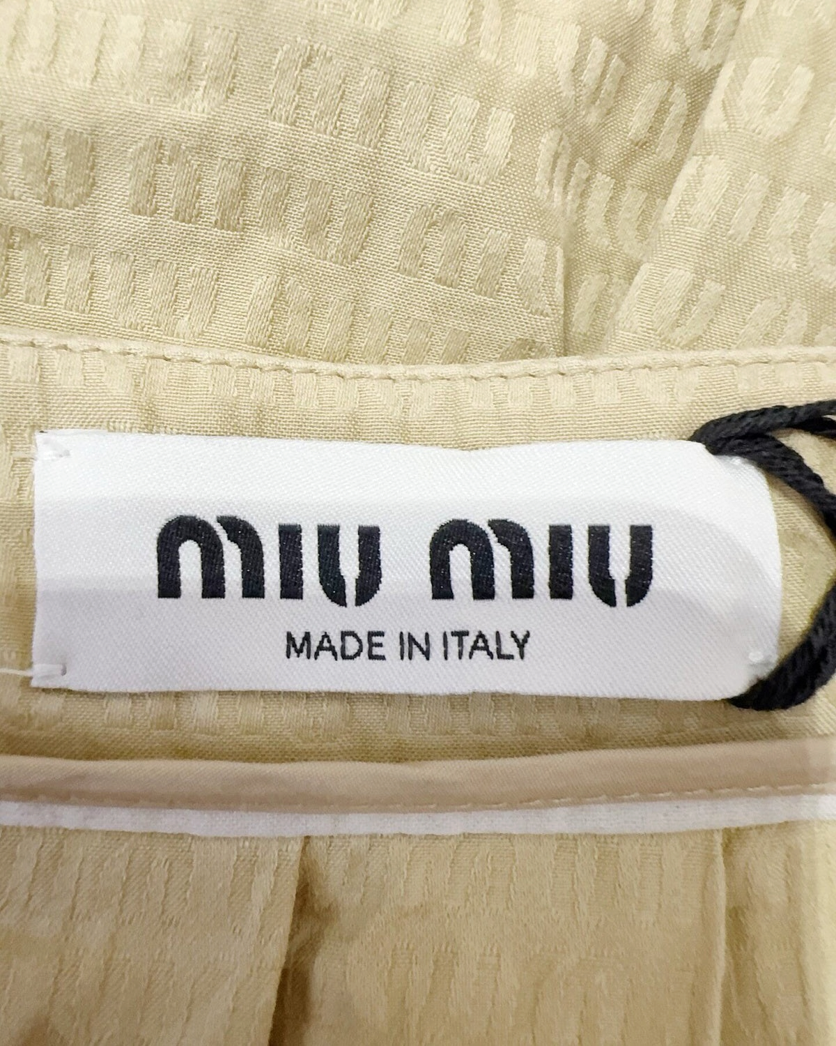 Miu Miu Logo Jacquard Pleated Mid-Length Skirt Beige/Ecru IT 36